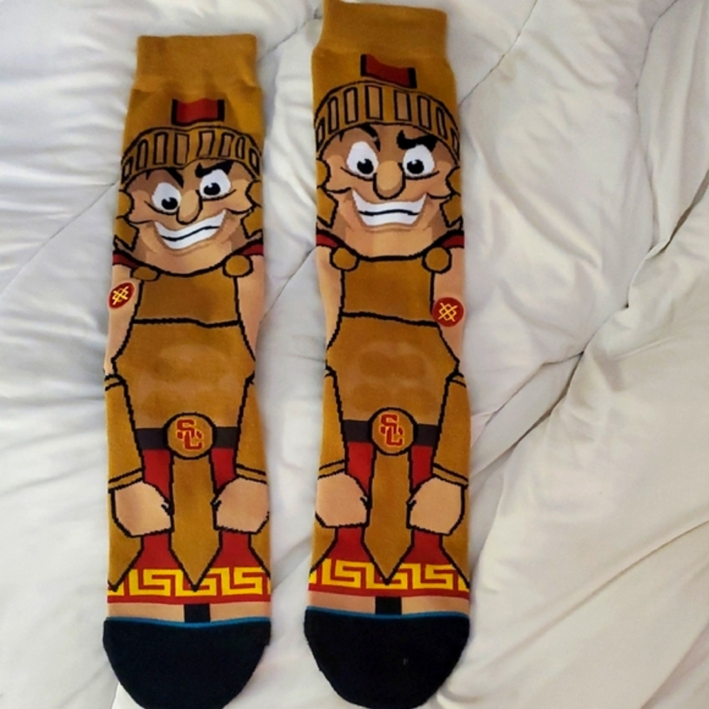 USC TROJAN Design Casual Socks in Tan and Black